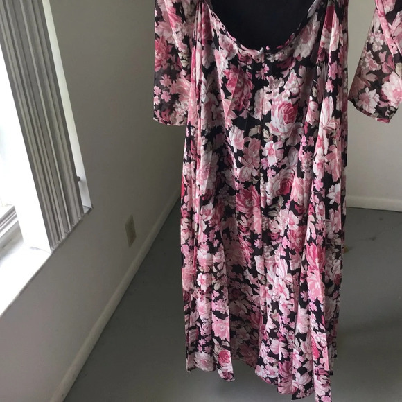 Bardot pleated floral midi dress cutout long sleeves Size 8 Size M - Picture 7 of 9